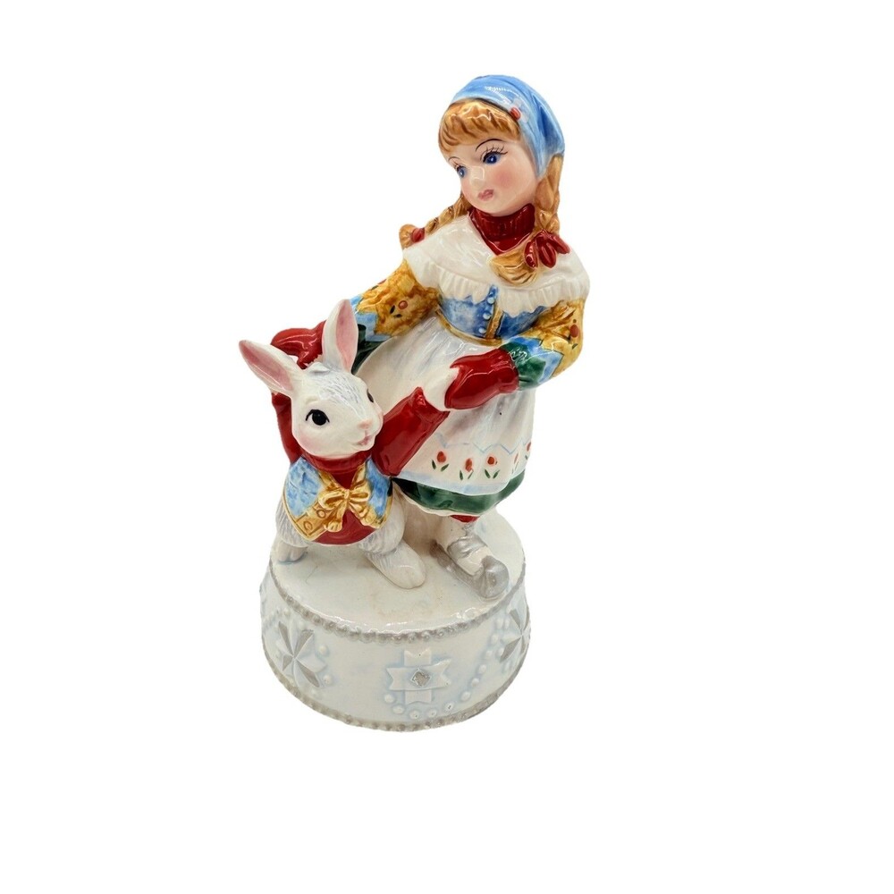 Joyful Jingles 1995 Schmid Girl Skating w/ Rabbit Music Box You’ve Got A Friend